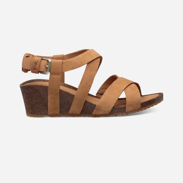Hungary Teva Mahonia Cross Strap - Női Wedge Szandál Barna - 320-AOSVJ
